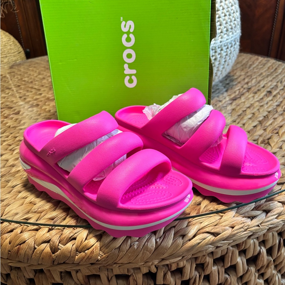Pink Crocs Platform Sandals